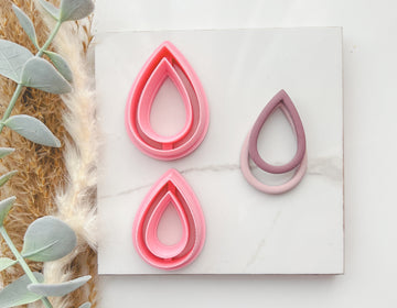 Drop Outline Slim Cutter Set (2pc set) | Drop Shape Set Polymer Clay Cutters
